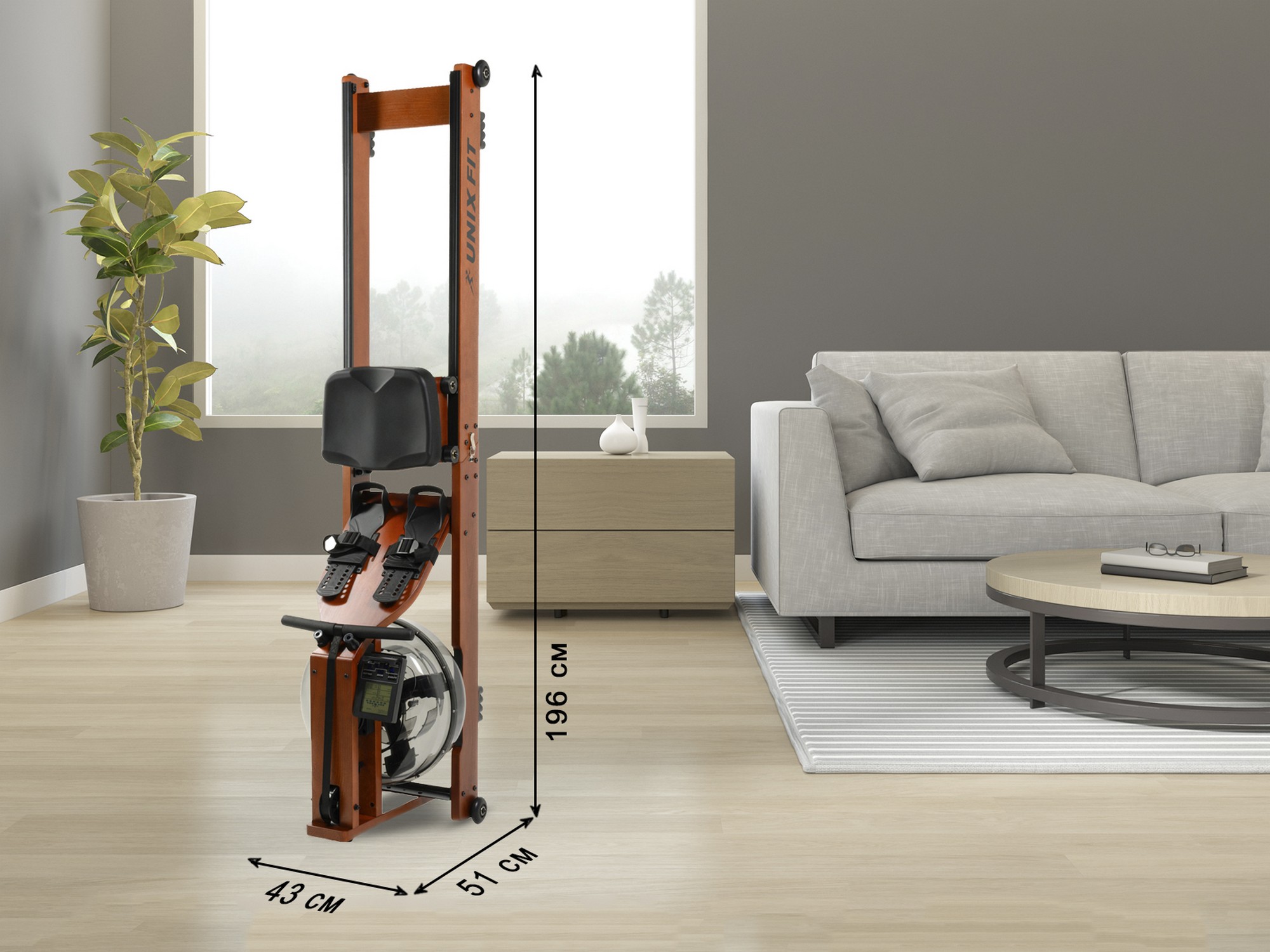 Гребной тренажер UnixFit Wood Rower Dark RM9000PDW