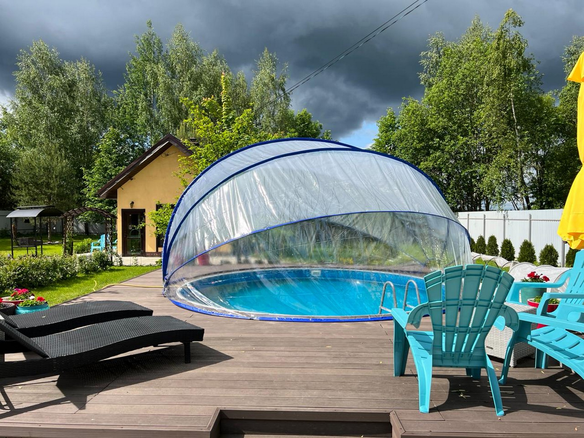Круглый купольный тент павильон d500см Pool Tent для бассейнов и СПА PT500-G серый